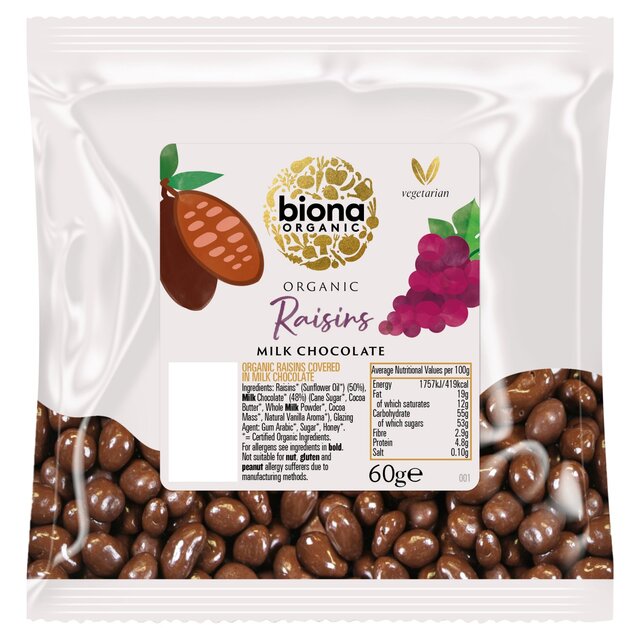 Biona Organic Raisins Milk Chocolate 60g