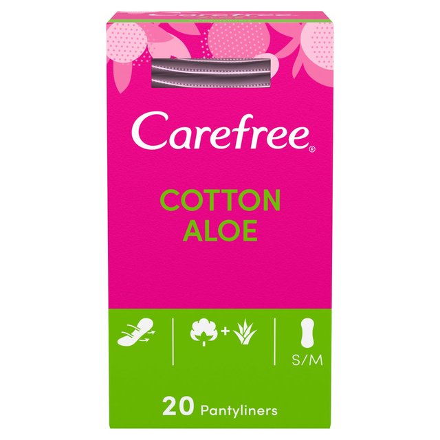 Carefree Breathable Pantyliners with Aloe Single Wrapped 20 per pack