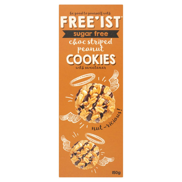 Cookies d'arachide à rayures à rayures au chocolat sans sucre gratuit 150g