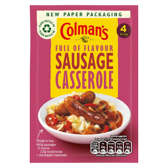 Colman's Sausage Casserole Recette Mix 45G