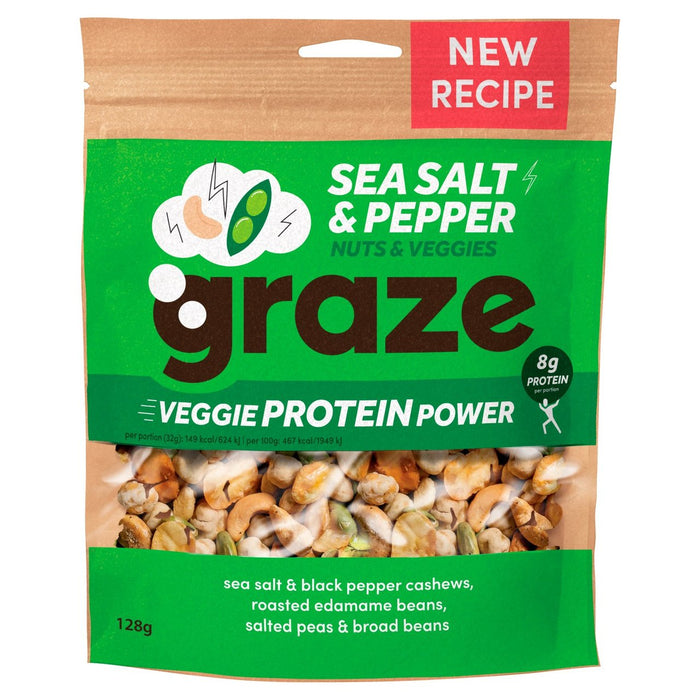Graze Veggie Protein Power Snack Mix Mezcle Sea Salt & Pepper 128G